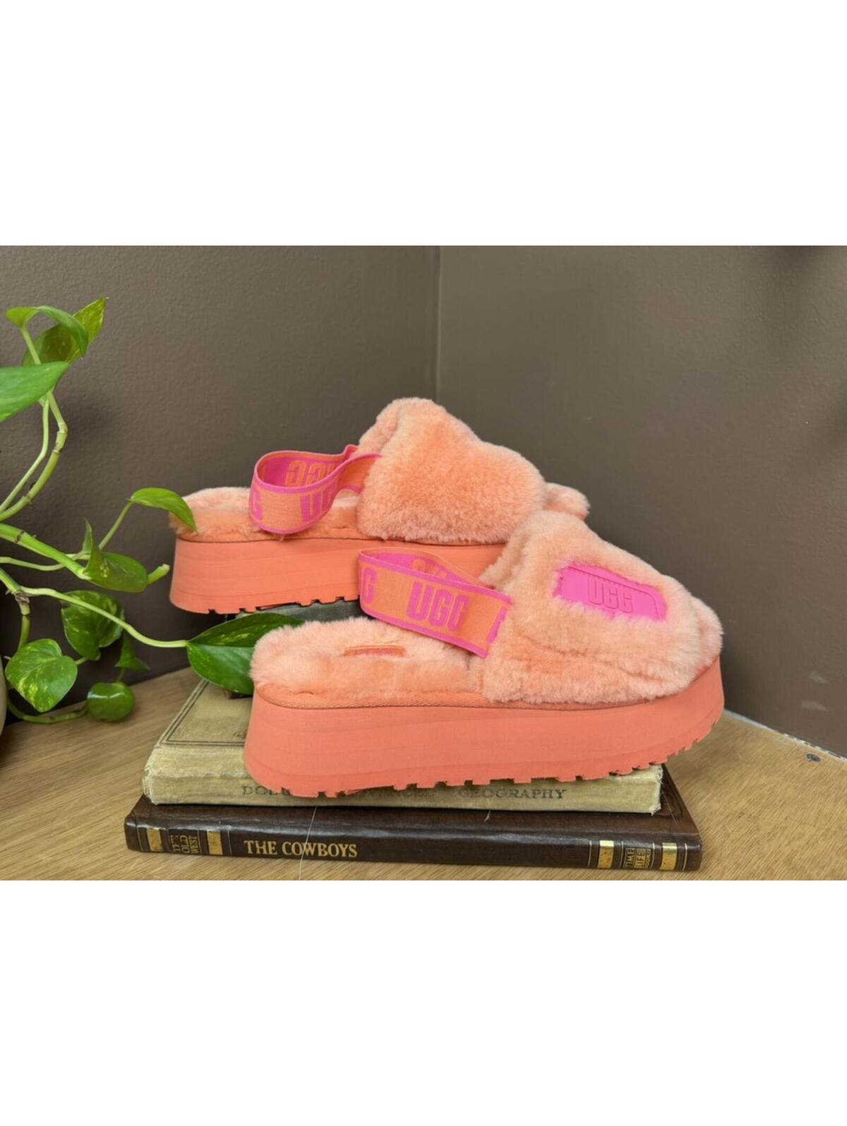 Ugg Fluff Yeah Slide Sheepskin Slippers In Peach